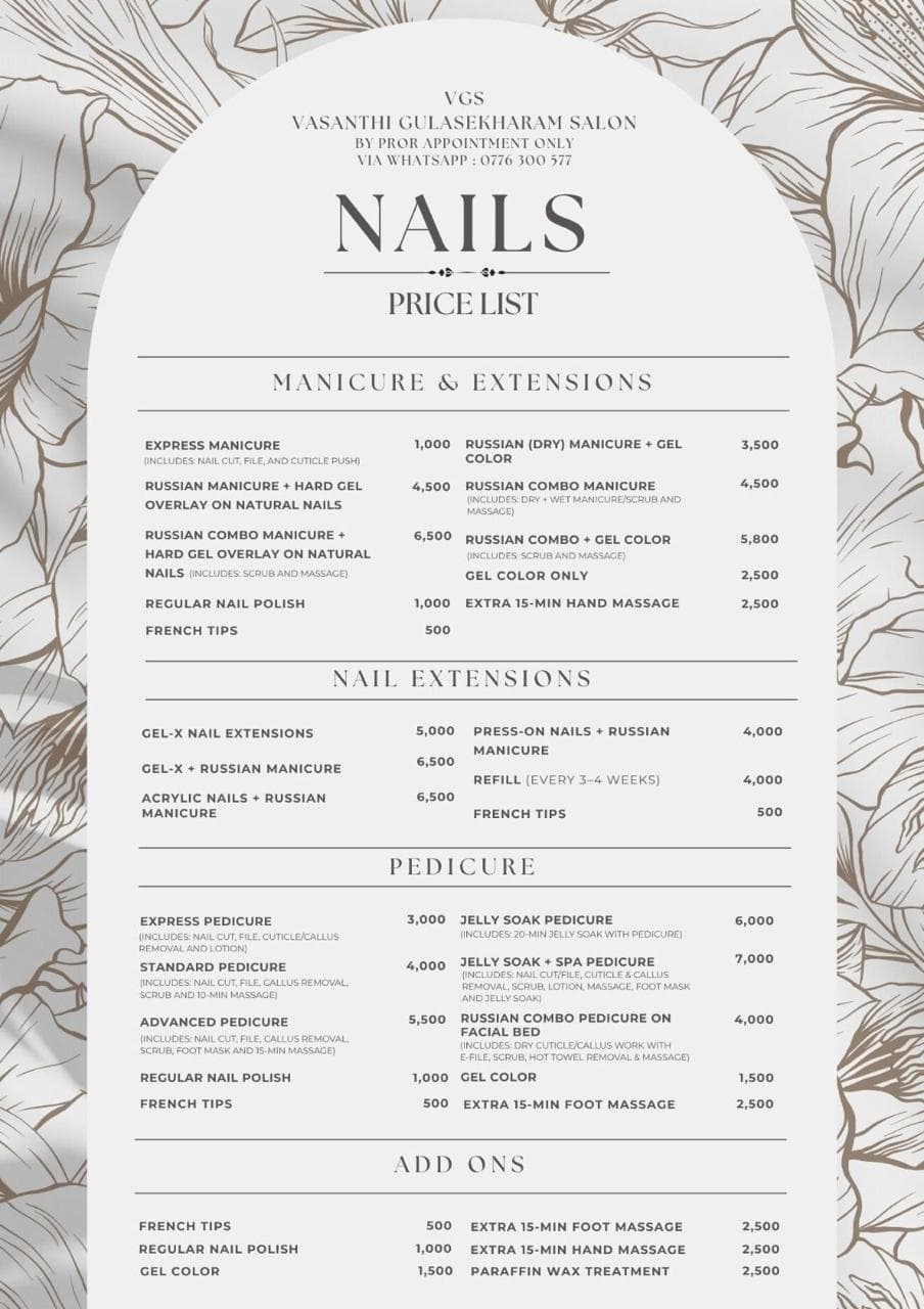 Nails price list